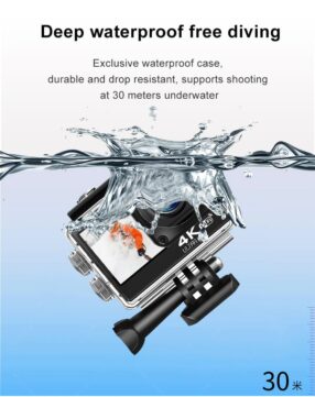 Mob Electro Black (Dual screen)- Waterproof 4k Ultra HD Action Camera with Front LCD Touch Screen Action Camera With Waterproof Screen 20MP Real 4K 60 FPS Action Camera